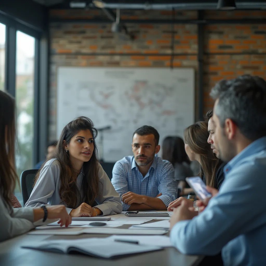 Grupo de personas en un taller interactuando animadamente