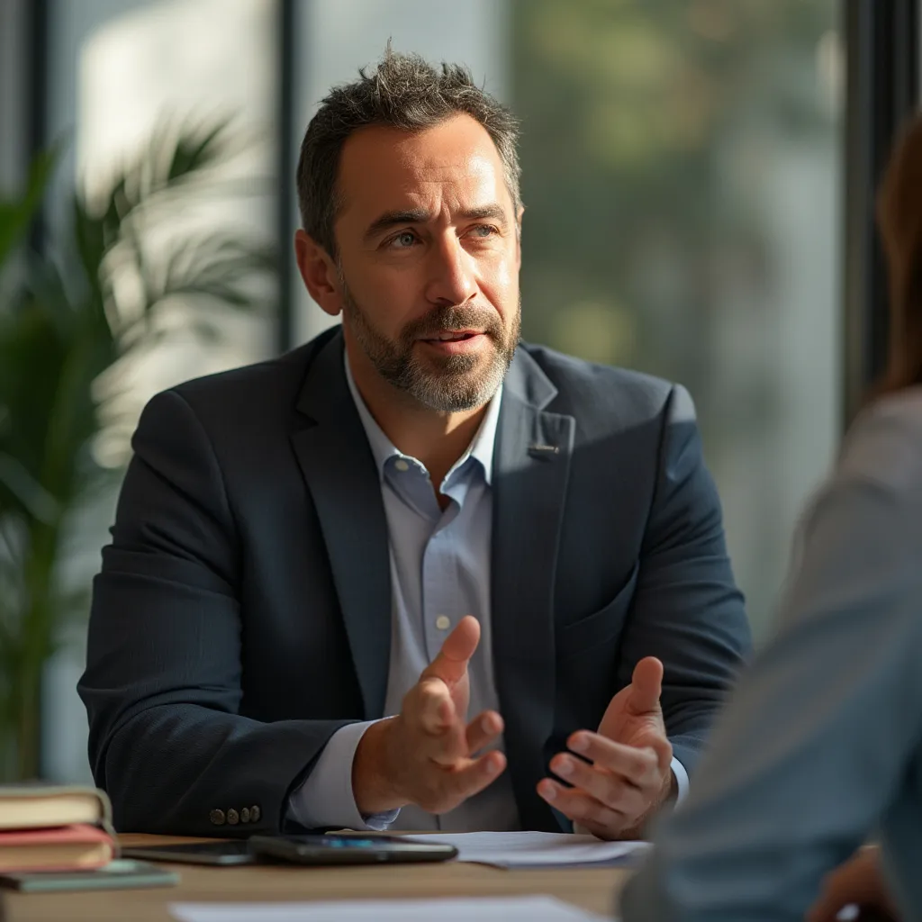 Mesa con laptops y papeles sobre marketing digital